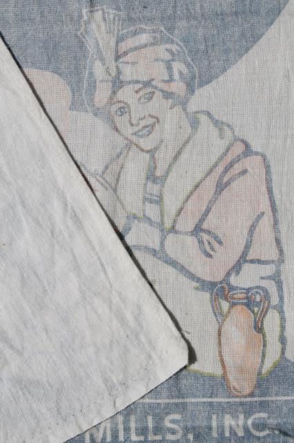 photo of vintage cotton flour sack towels made from authentic old sacks w/ print advertising graphics #5