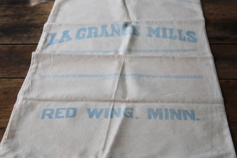 photo of vintage cotton flour sacks w/ faded advertising graphics King Midas, Golden Link, White Daisy #3