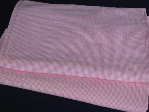 photo of vintage cotton gingham fabric comforter covers, pink and white tiny checks #1