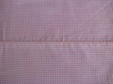 photo of vintage cotton gingham fabric comforter covers, pink and white tiny checks #5