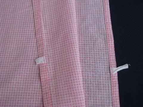 photo of vintage cotton gingham fabric comforter covers, pink and white tiny checks #6