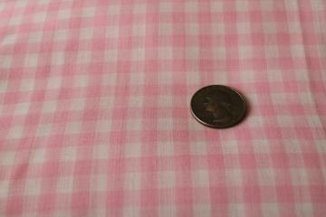 catalog photo of vintage cotton gingham woven checked fabric, girly preppy classic pink & white