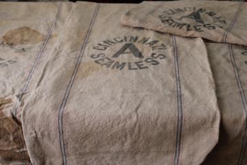 catalog photo of vintage cotton grain sacks, Cincinnati seamless feed bags rustic primitive antique fabric