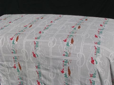 photo of vintage cotton jacquard bedspread, southwest cowboys, horses and cows #1