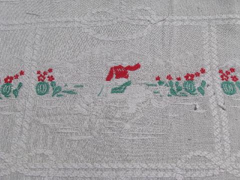 photo of vintage cotton jacquard bedspread, southwest cowboys, horses and cows #3