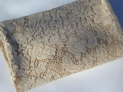 photo of vintage cotton lace banquet cloth, old Quaker lace tablecloth in antique ecru #5