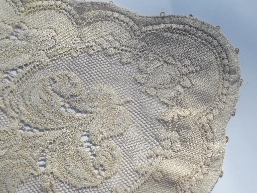 photo of vintage cotton lace banquet cloth, old Quaker lace tablecloth in antique ecru #7