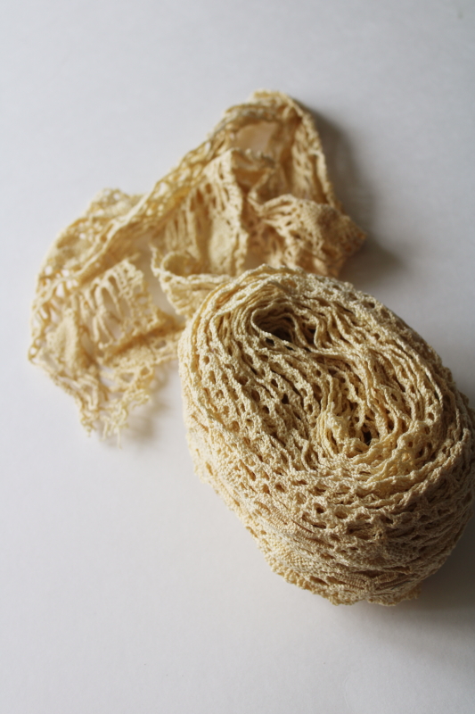 photo of vintage cotton lace edging 4 inch wide cluny style sewing trim, deep ivory color  #2