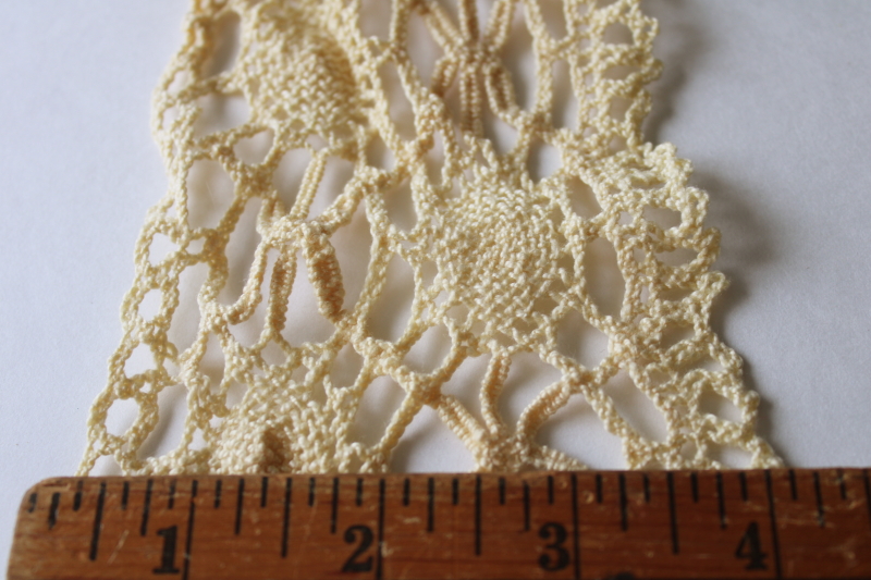 photo of vintage cotton lace edging 4 inch wide cluny style sewing trim, deep ivory color  #3