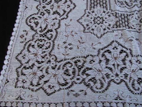 photo of vintage cotton lace fabric, tablecloths / curtains lot, antique ivory & ecru, very gothic! #3