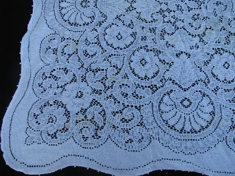 photo of vintage cotton lace fabric, tablecloths / curtains lot, antique ivory & ecru, very gothic! #7