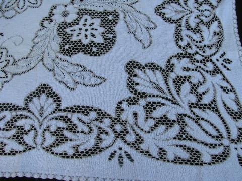 photo of vintage cotton lace fabric, tablecloths / curtains lot, antique ivory & ecru, very gothic! #9