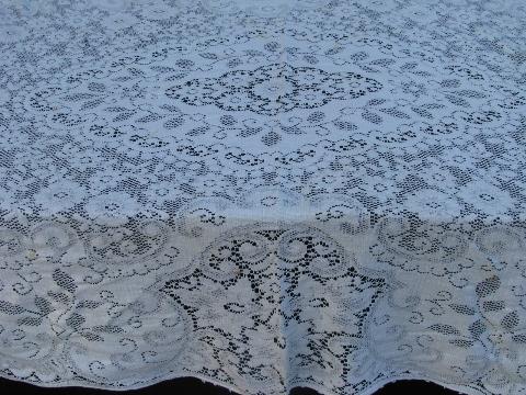 photo of vintage cotton lace fabric, tablecloths / curtains lot, antique ivory & ecru, very gothic! #10