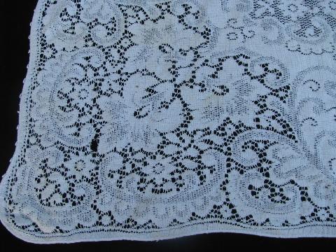 photo of vintage cotton lace fabric, tablecloths / curtains lot, antique ivory & ecru, very gothic! #11