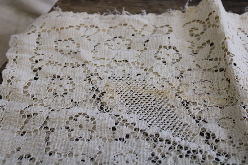 photo of vintage cotton lace tablecloth in deep ivory or ecru color, Victorian style romantic decor #5