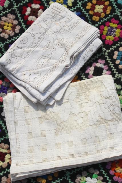 photo of vintage cotton lace tablecloths, shabby chic cottage farmhouse table style #5