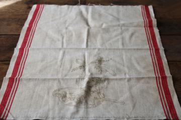 catalog photo of vintage cotton linen tea towel stamped to embroider, Black Americana mammy doll transfer design