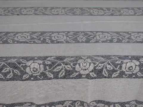 photo of vintage cotton needle lace tablecloths, old roses and wide border on net #7