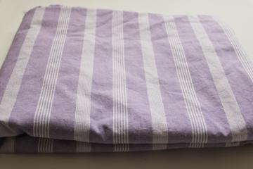 catalog photo of vintage cotton oxford cloth shirting fabric, lavender w/ white, wide striped bands