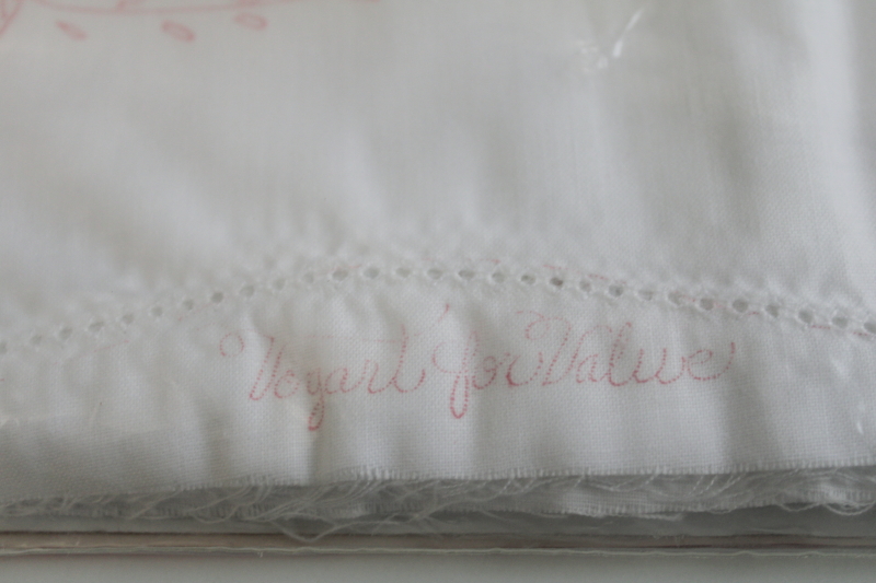 photo of vintage cotton pillowcases stamped for embroidery, sealed package linens to embroider  #6