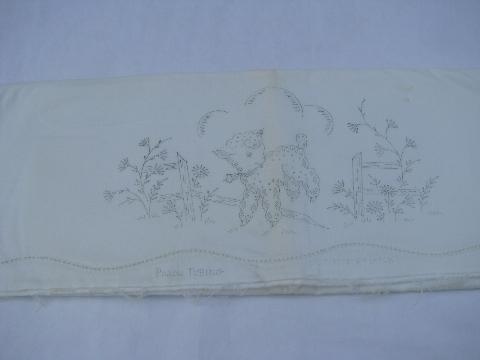 photo of vintage cotton pillowcases to embroider & applique, baby animals, Indians #4