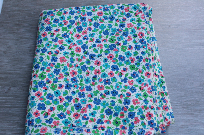 photo of vintage cotton plisse, soft light crinkle texture fabric w/ ditsy floral print #1