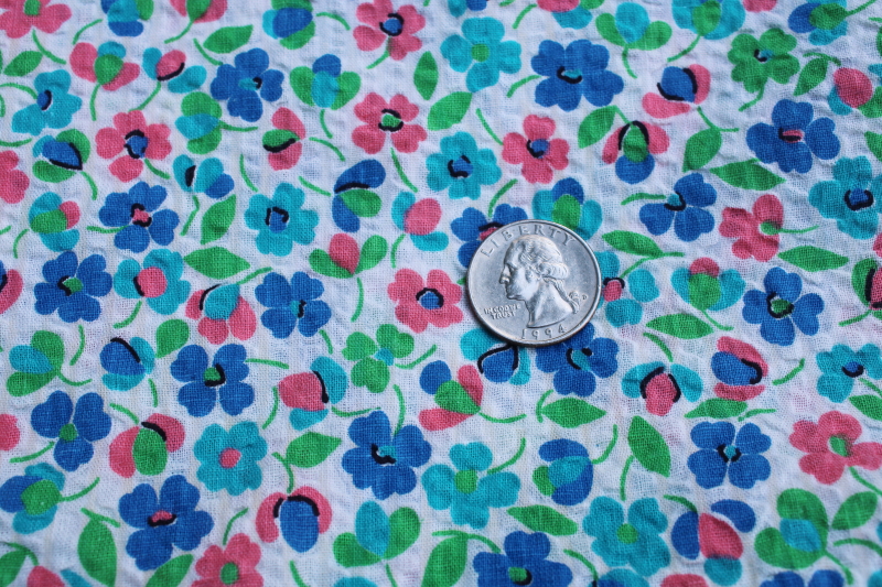 photo of vintage cotton plisse, soft light crinkle texture fabric w/ ditsy floral print #3