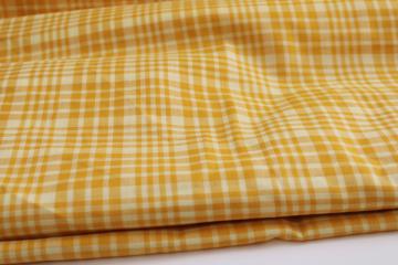 catalog photo of vintage cotton / poly blend shirting fabric, 5 yards mustard gold yellow plaid 