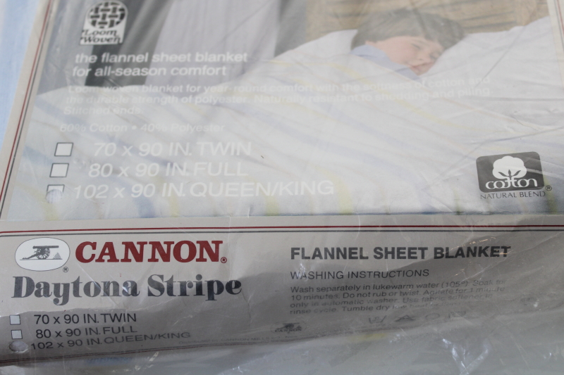 photo of vintage cotton poly flannel sheet blanket, queen king size new in package #2