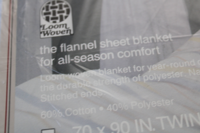 photo of vintage cotton poly flannel sheet blanket, queen king size new in package #3