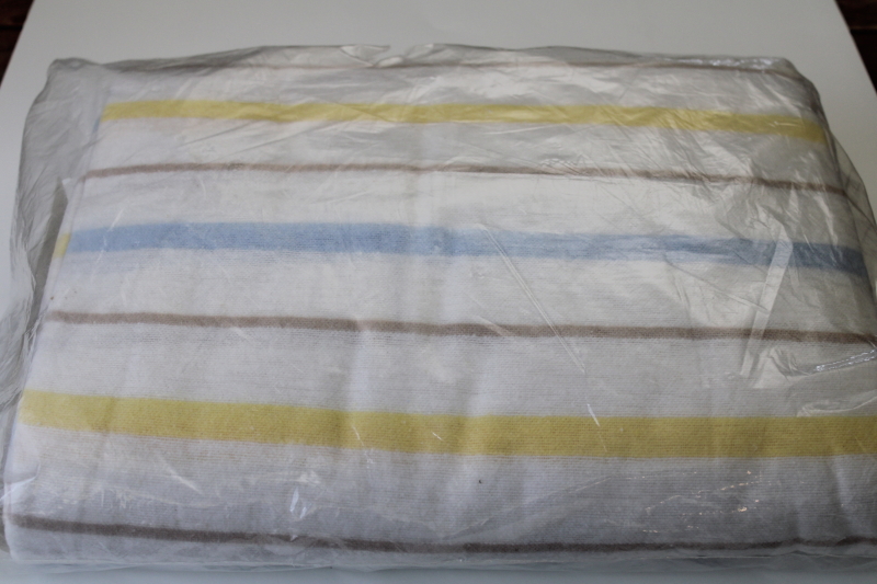 photo of vintage cotton poly flannel sheet blanket, queen king size new in package #5