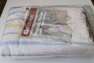 catalog photo of vintage cotton poly flannel sheet blanket, queen king size new in package