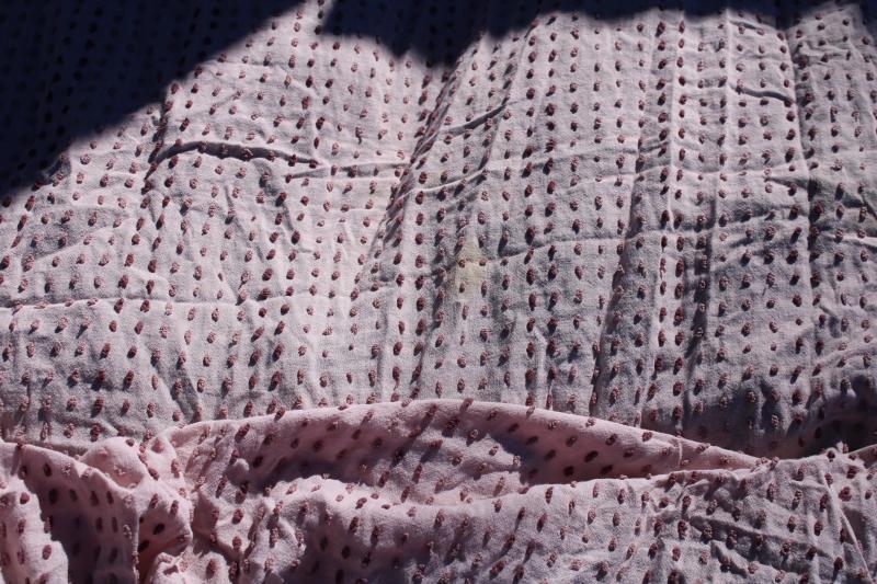 photo of vintage cotton popcorn tufted chenille bedspread, faded lavender lilac color #6