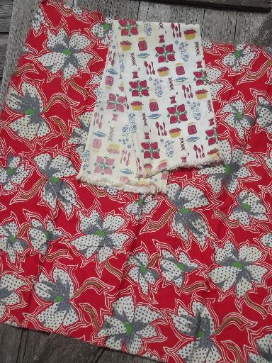 photo of vintage cotton print dish towels lot, different kitchen tablecloth prints #4