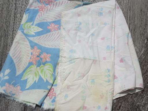 photo of vintage cotton print dish towels lot, different kitchen tablecloth prints #7