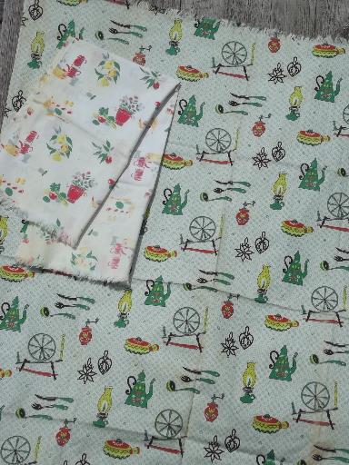 photo of vintage cotton print dish towels lot, different kitchen tablecloth prints #8