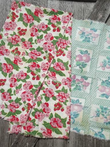 photo of vintage cotton print dish towels lot, different kitchen tablecloth prints #9