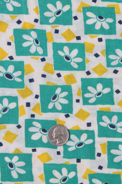 photo of vintage cotton print feedsack fabric lot, deco modern retro geometric abstract patterns #2