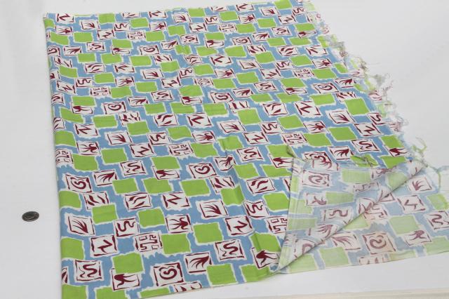 photo of vintage cotton print feedsack fabric lot, deco modern retro geometric abstract patterns #3