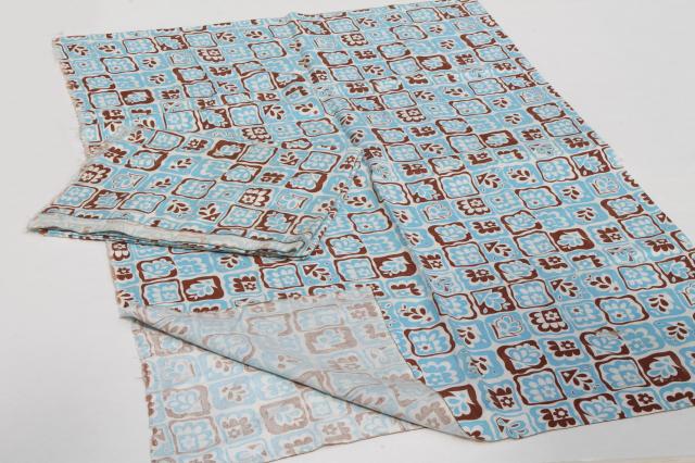 photo of vintage cotton print feedsack fabric lot, deco modern retro geometric abstract patterns #6