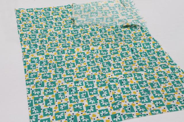 photo of vintage cotton print feedsack fabric lot, deco modern retro geometric abstract patterns #12