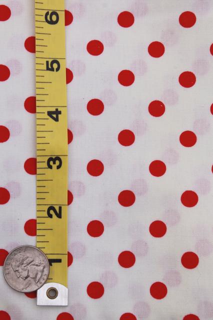 photo of vintage cotton print quilting fabric lot, red & blue flowers, red polka dots #2