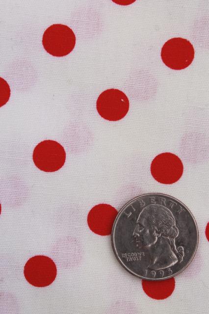 photo of vintage cotton print quilting fabric lot, red & blue flowers, red polka dots #3