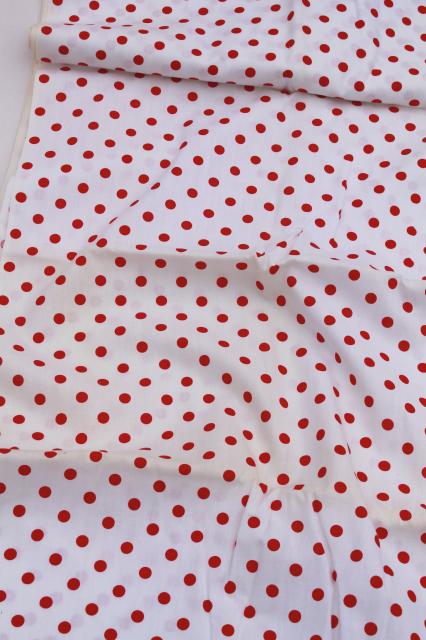 photo of vintage cotton print quilting fabric lot, red & blue flowers, red polka dots #4