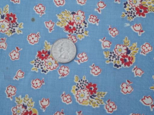 photo of vintage cotton print scrap quilting fabric, old quilt backs for patchwork #2