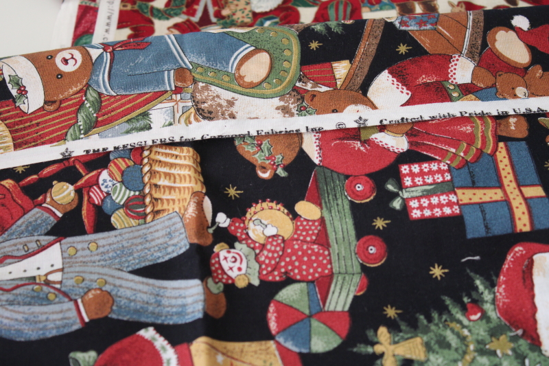 photo of vintage cotton quilting fabric lot Christmas prints Kesslers, Daisy Kingdom, VIP label #6