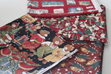 photo of vintage cotton quilting fabric lot Christmas prints Kesslers, Daisy Kingdom, VIP label