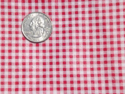 photo of vintage cotton quilting fabric lot, red & white gingham & flowered prints #2