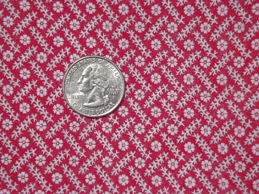 photo of vintage cotton quilting fabric lot, red & white gingham & flowered prints #4