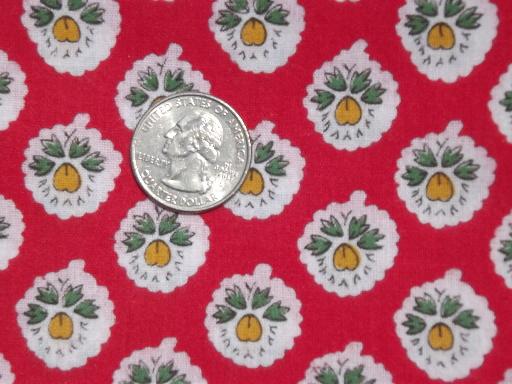 photo of vintage cotton quilting fabric lot, red & white gingham & flowered prints #5